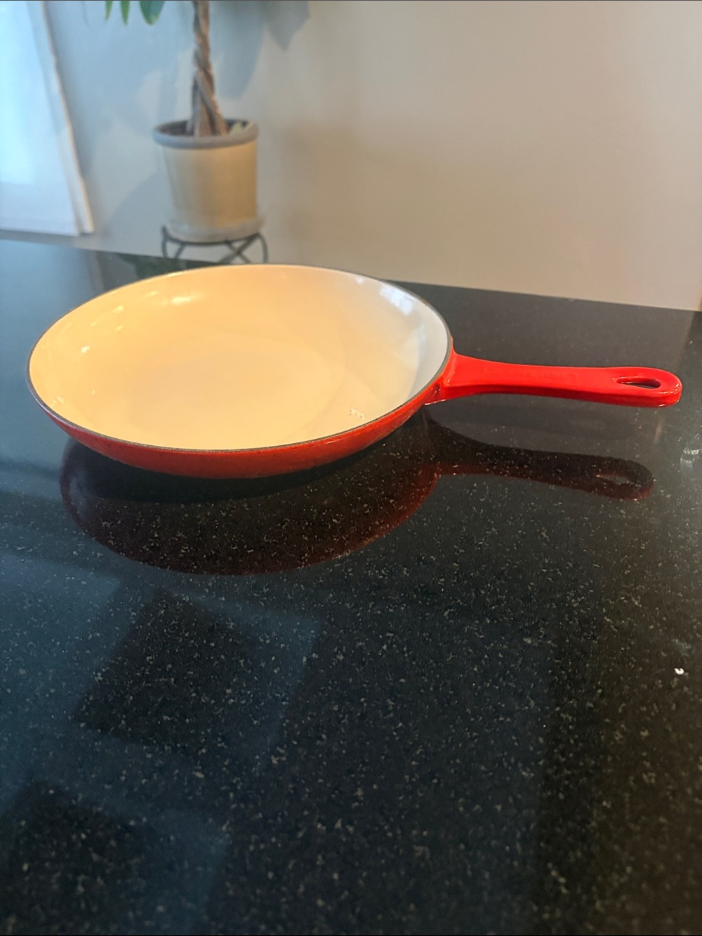 Le Creuset Red Enamel Skillet Frying Pan - Cream Interior